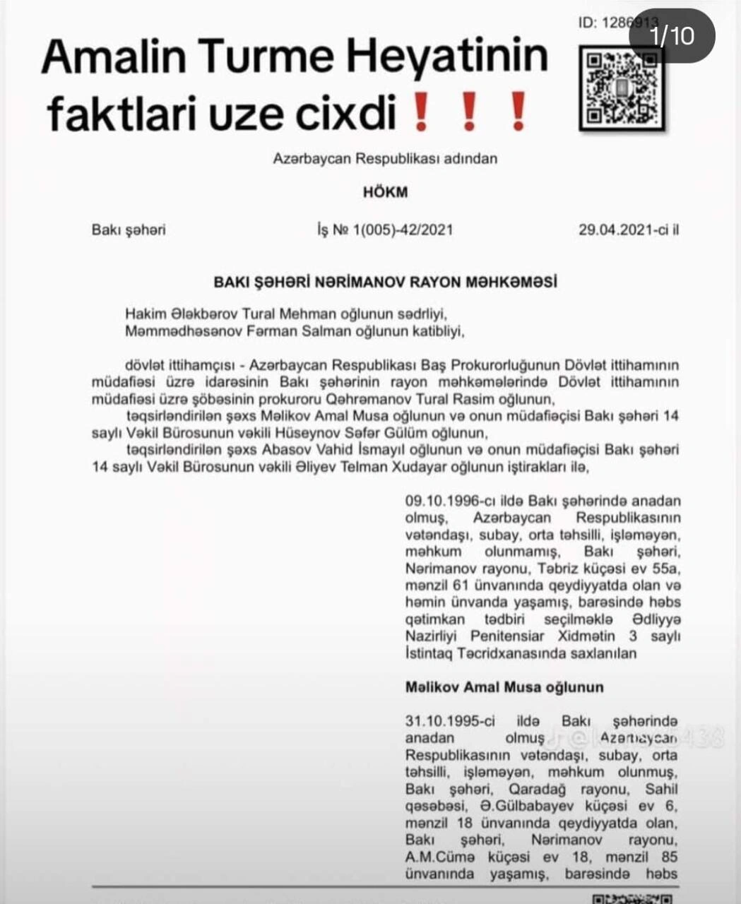 "Arzum"un işi ilə bağlı yeni iddia: Amal Məlikov xuliqanlıq və narkotik işi üzrə məhkum olunub... - (Fotolar)