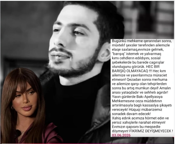 “Bu, artıq mümkün deyil, cəza müddətinin artırılması ilə bağlı şikayət verəcəyik” - Amalın bacısı