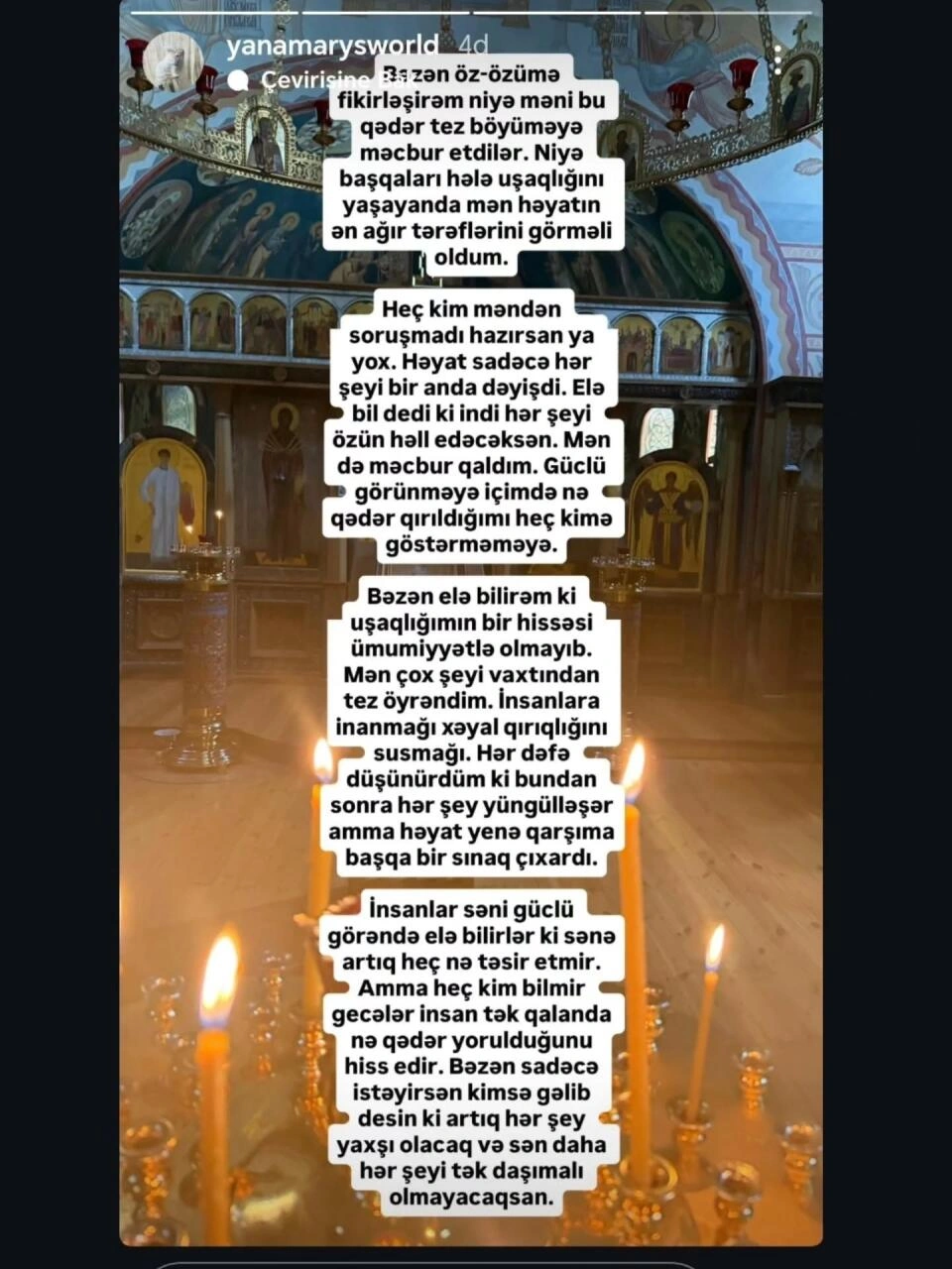 Rəqsanənin qızı Yağmur: "Ən ağır həqiqətdir ki, həyatda özündən başqa heç kimin yoxdur" - (Foto)
