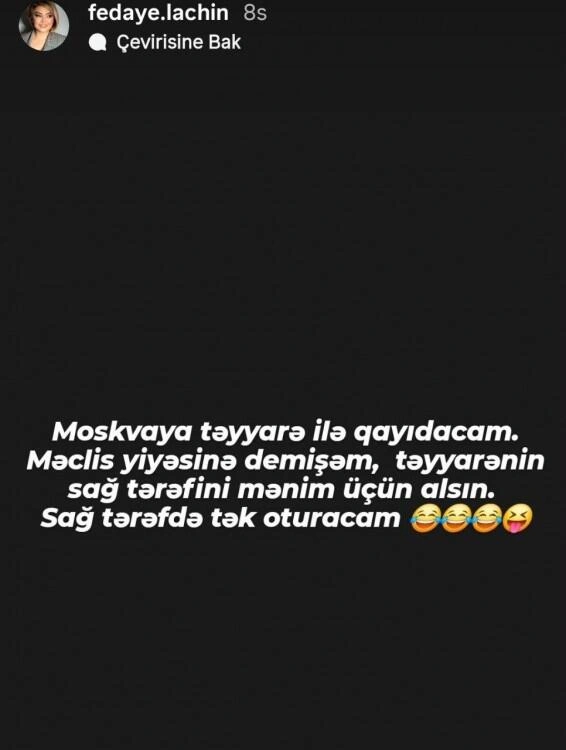 Fədayə Laçın: "Dedim ki, təyyarənin sağındakı yerləri alsın, tək oturum"