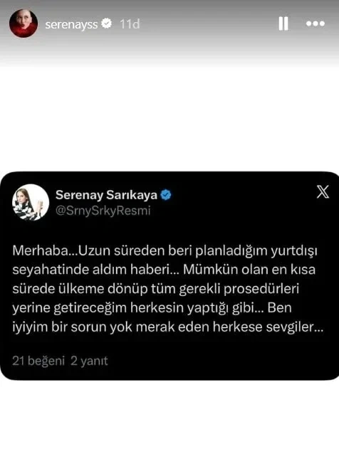 Axtarışa verilən Serenaydan ilk - Açıqlama