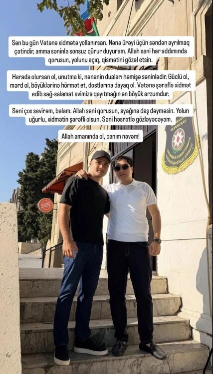 Afaq Bəşirqızı nəvəsini hərbi xidmətə yola saldı - (Foto)